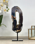 Natural Agate & Quartz Druzy Stone Portal with Metal Stand - MWS2237