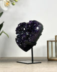 Top Quality Natural Amethyst Heart Carving with Metal Stand - HST0315