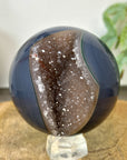 Banded Agate & Druzy Sphere Geode with Crystal Formation - SPH0226