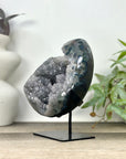 Grey Quartz Geode from Uruguay - Stand included - MWS3293