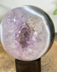 Amethyst & Banded Agate Sphere Geode with Crystal Formation - SPH0199