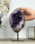 Natural Deep Purple Amethyst Geode with Metallic Stand Included - MWS2438