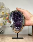 Stunning Amethyst & Green Jasper Geode - Stand Included - MWS1829