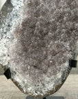 Smoky Sugar Quartz Geode on Metal Stand – Unique Crystal for Office Decor - MWS2740