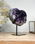Amethyst Heart Carving with Huge Crystals - HST0244