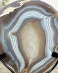 Blue Banded Agate & Quartz Stone Slice on Metal Stand - MWS3012