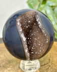 Banded Agate & Druzy Sphere Geode with Crystal Formation - SPH0226