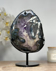 Stunning Amethyst & Agate Geode, Metallic Stand Included - MWS1372
