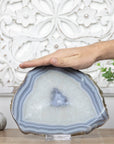 Blue Banded Agate & Quartz Stone Slice - SLC0009