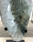 Polished Green Sugar Quartz Specimen on Black Metal Stand - MWS2726