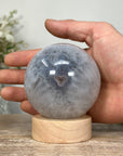 Stunning Quartz & Agate Sphere with Wooden Stand with uilt-in LED Light - SPH0136