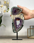 Unique Natural Green Jasper & Amethyst Slice Portal - MWS2244