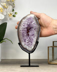 Natural Amethyst Slice Portal with Metallic Stand - MWS2228