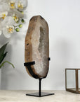 Beautiful Natural Quartz Geode Slice, Crystal Portal with Metallic Stand - MWS1953