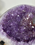 Unique Natural Amethyst Geode with Quartz Shell on Stand - MWS3313