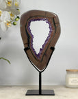 Natural Agate & Amethyst Geode Slice Portal with Metallic Stand - MWS1567