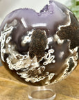 Natural Amethyst Druzy & Agate Sphere Geode - SPH0162