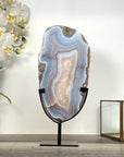 Blue Banded Agate Slice on Stand – Home Decor Display Specimen - MWS2663