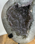 Natural Sugar Quartz Geode Mineral Specimen on Metal Stand - MWS3110