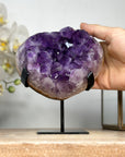 Natural Amethyst Heart Carving, Metal Stand included - HST0271