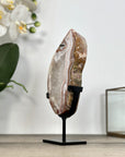 Jasper & Quartz Slice with Natural Banded Patterns on Stand - MWS2909