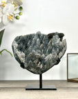 Rare Gray Quartz Druzy Cluster on Metal Stand - MWS2769