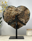XXL A+ Grade Natural Amethyst Heart Carving with Metal Stand - HST0235