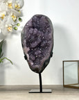 Natural Amethyst & Agate Geode full of Stalactite Formations - Metallic Stand Included - MWS2564