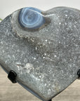 Blue Banded Agate & Quartz Stone Heart Carving - HST0331