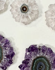 Wholesale Amethyst & Quartz Stalactite Slices for Jewelry Making - Bulk Flat Set - STS0022