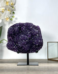 Deep Purple Amethyst Cluster on Metal Stand – Stunning Crystal Statement - MWS2737