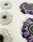 Wholesale Amethyst & Quartz Stalactite Slices for Jewelry Making - Bulk Flat Set - STS0022