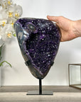 Deep Purple Amethyst Geode on Metal Stand – Stunning Crystal Display - MWS2716
