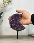 Amethyst & Agate Moon Carving - Stand Icnluded - MWS2575