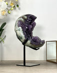 Natural Amethyst & Green Jasper Moon Carving - MWS2584
