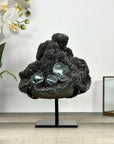 Natural Quartz Druzy & Green Jasper Stalactite Formation on Metal Stand - MWS2778