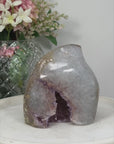 Gorgeous Quartz & Amethyst Stone Flame Carving Geode - FST0110