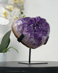 Natural Amethyst Heart Carving, Metal Stand included - HST0271