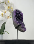 Natural Amethyst Crystal Geode, Metallic Stand Included - MWS2157