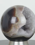 5.5 in Agate & Quartz Stone Sphere Geode with Calcite Crystal - SAG0097