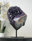 Top Grade Natural Amethyst Geode, Deep Purple Crystals, Stand included - MWS2312