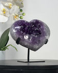 Deep Purple Amethyst Stone Heart with Large Crystals - HST0262