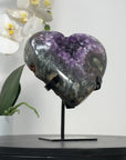Amethyst & Green jasper Stone Heart Carving - HST0272