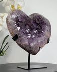Amethyst & Agate Heart Carving with Metal Stand - HST0232