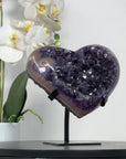 Large A grade Amethyst Stone Heart with metal Stand - HST0281