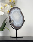 Blue Banded Agate Slice with Metal Stand - MWS2133