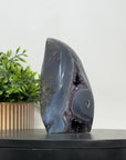 Blue Agate & Amethyst Stone Flame Carving - FST0169