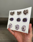 Unique amethyst & Quartz Stalactite Slices Set - Natural Crystal for Handmade Jewelry - STS0020