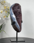 Natural Red Tone Quartz Geode with Unique Blue Agate Shell - MWS1802