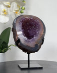 Stunning Natural Amethyst & Agate Polished Geode with metal Stand - MWS1335